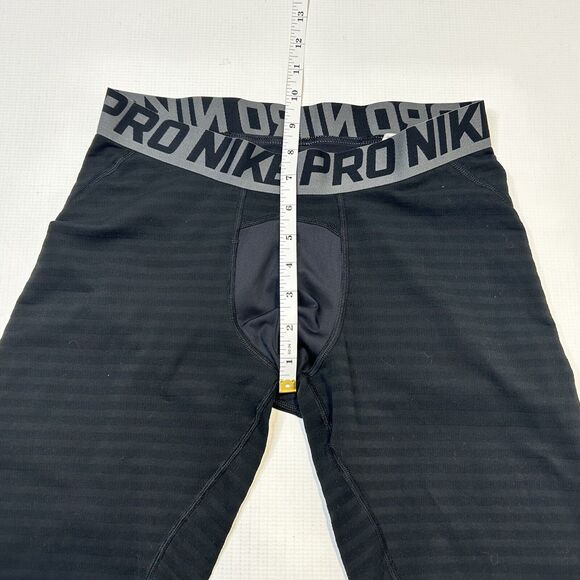 Nike Pro Mens XL Compression Running Tights Stretch Logo Black Gray Striped - Picture 9 of 11